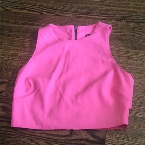 Topshop crop pink blouse